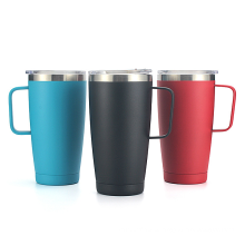 20 oz vacuum insulated double wall stainless steel mug tumbler coffee mug fashion cup with handle and lid
